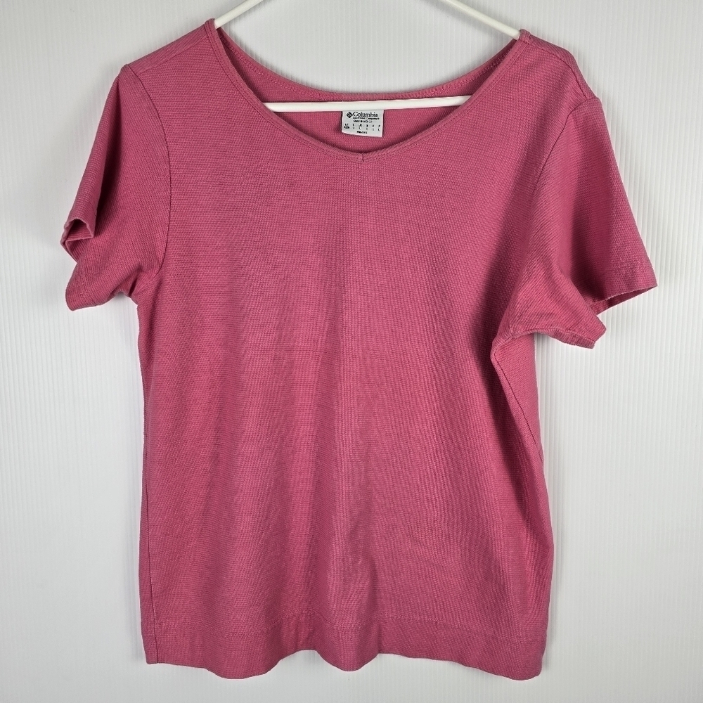 Columbia Sportswear ShirtWomens Size M 100%Cotton Ribbed Short Sleeve Athleisure